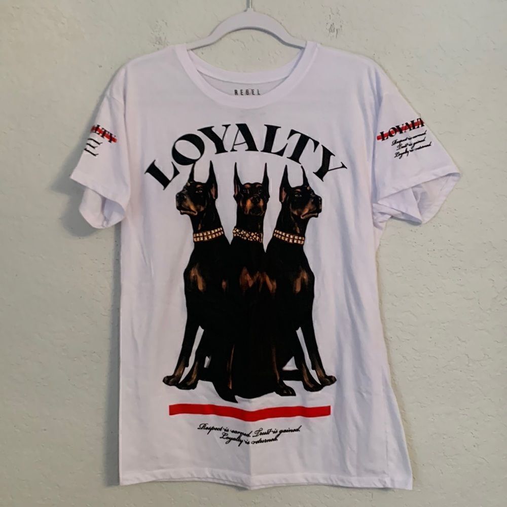 Rebel Socirty Loyalty Dogs Print Short Sleeve T-Shirt Men’s Size L